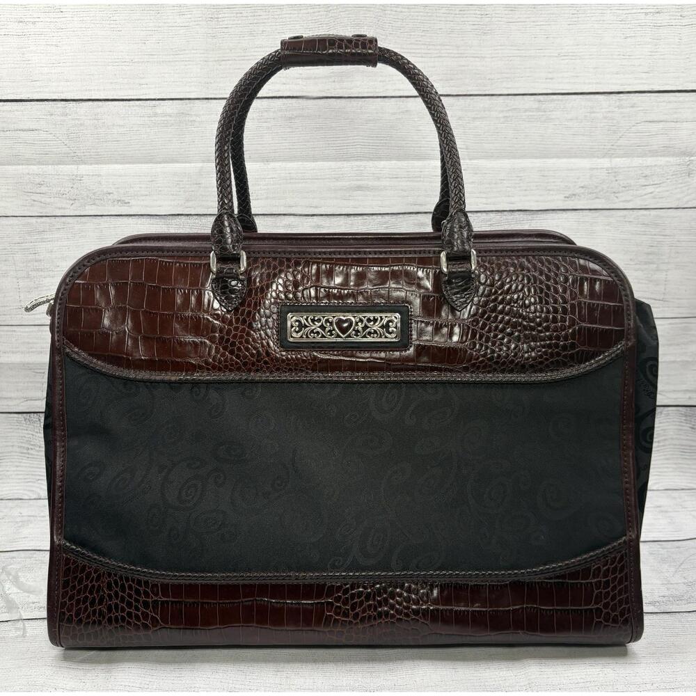 Brighton Business Laptop Weekend Carry-On Leather & Fabric‎ Travel Bag